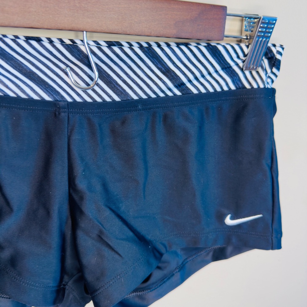 Nike Womens Swim Shorts Black Striped Waistband Boy Shorts NESSA403 Size M - Picture 4 of 14